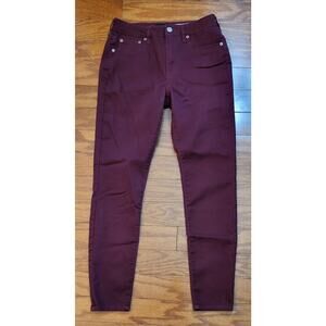 Aeropostale Women High Rise Jegging In Burgundy Brushed Denim Skinny Size 6
